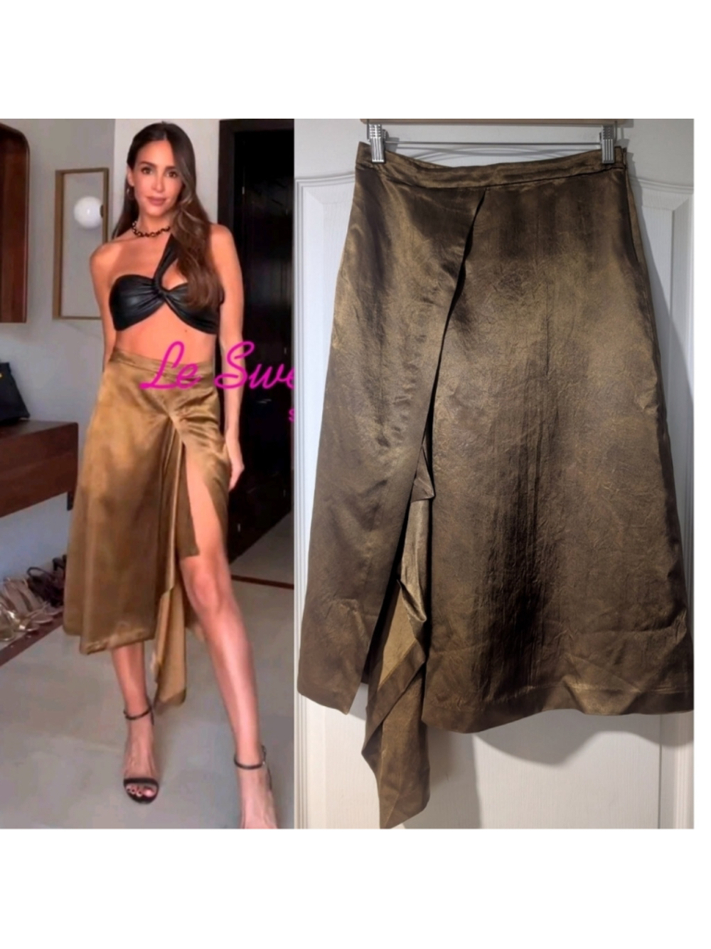 NEW Zara | Asymmetric Flowing Skirt In Gold